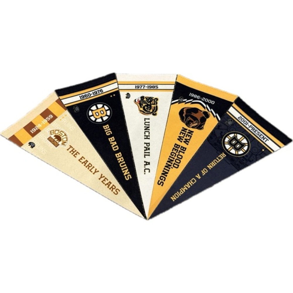 Boston Bruins Logo History Pennants Set of 5